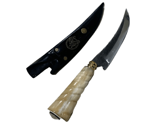 FACA ARTESANAL CURVADA PERSONALIZADA PARA CHURRASCO CABO DE OSSO