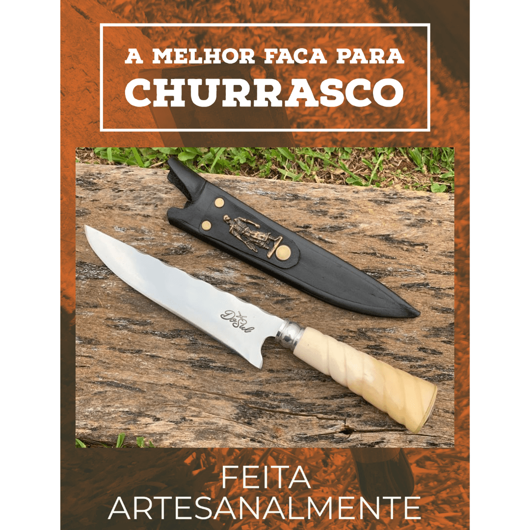 Faca Artesanal Personalizada Para Churrasco Cabo De Osso Torneado Dosul Cutelaria