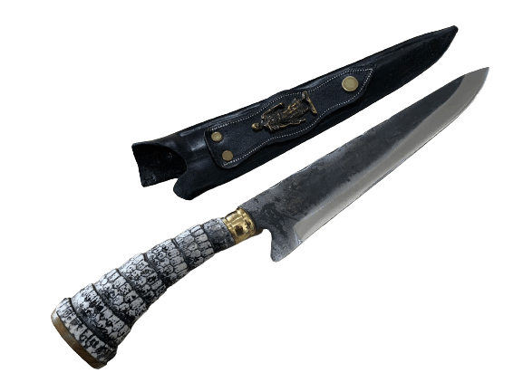 FACA ARTESANAL PARA CHURRASCO 10 POLEGADAS CABO DE RABO DE TATU SINTÉTICO