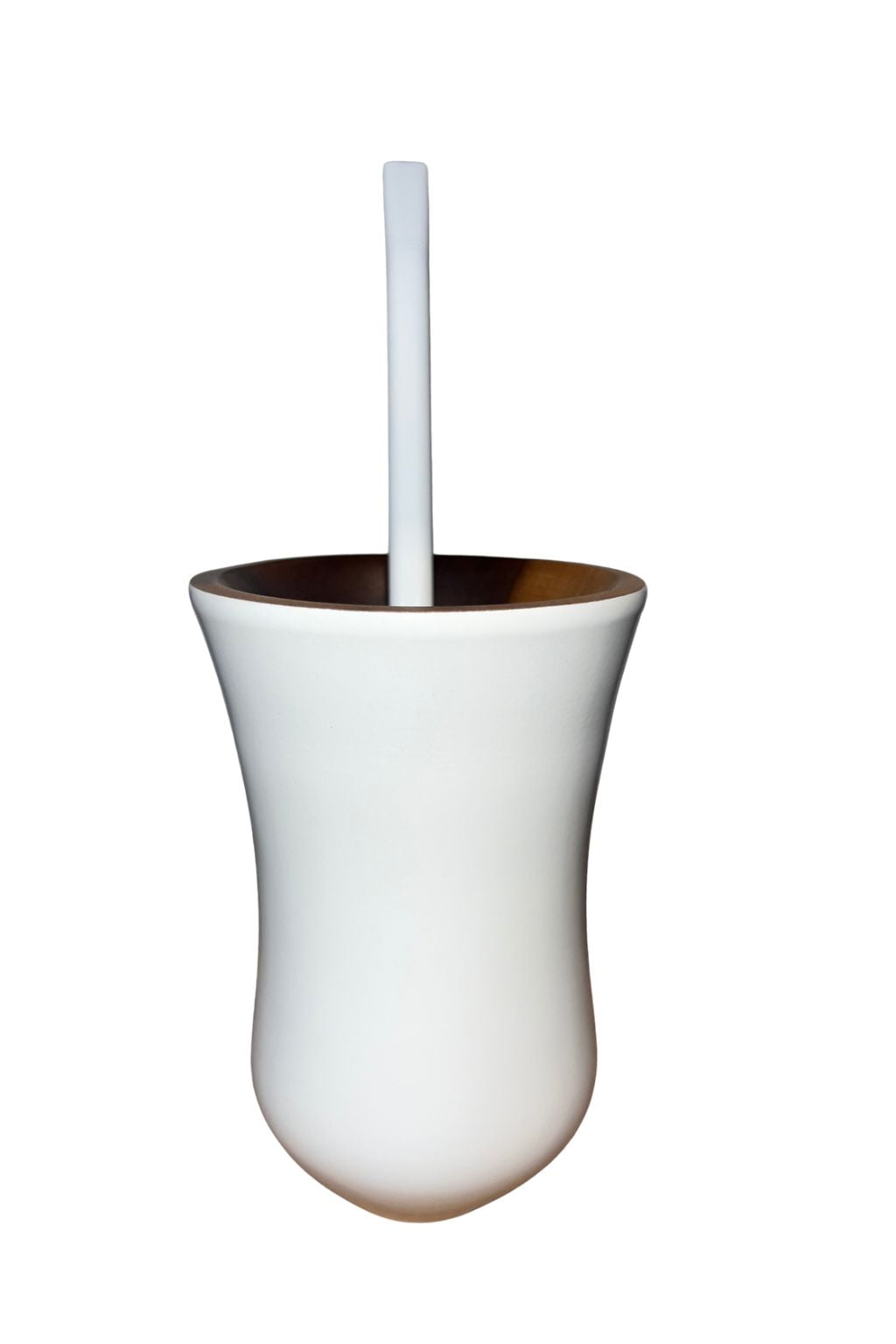 CUIA DE CHIMARRÃO DE MADEIRA CANUDO - COR BRANCA + BOMBA INOX