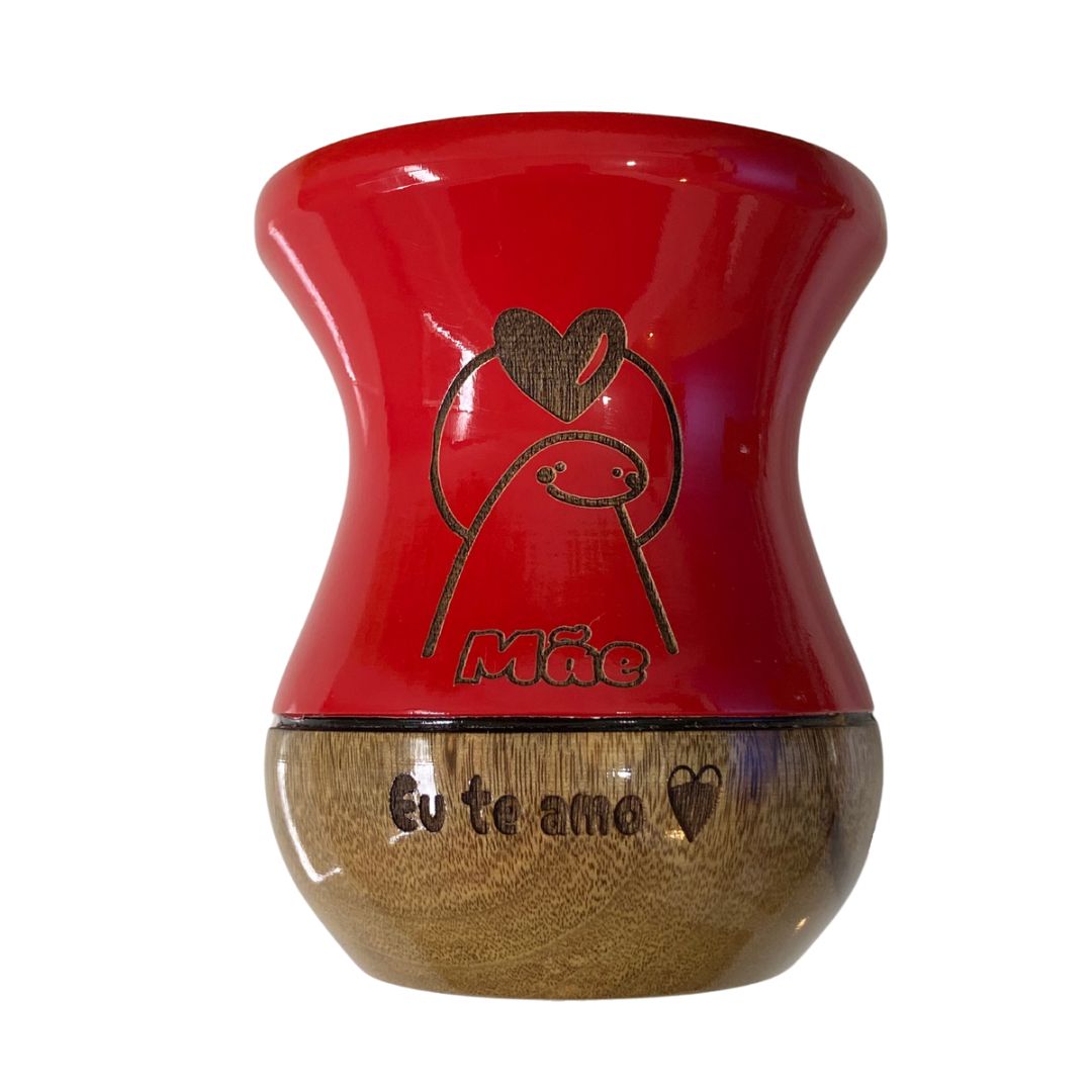 CUIA DE MADEIRA VERMELHA PERSONALIZADA  - MÃE  