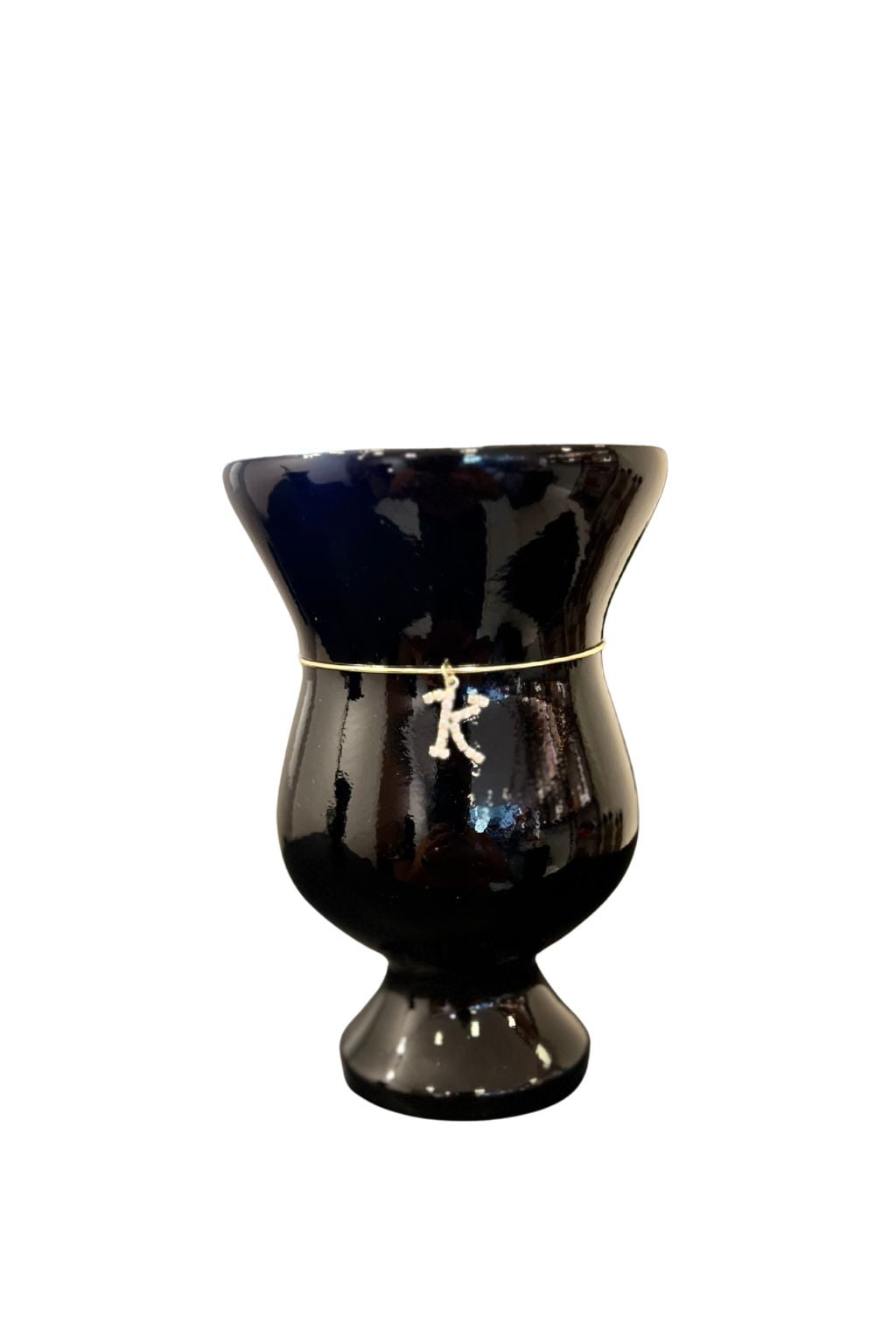 CUIA DE CHIMARRÃO DE MADEIRA PRETA COM PEZINHO + SHOCKER DE LETRA