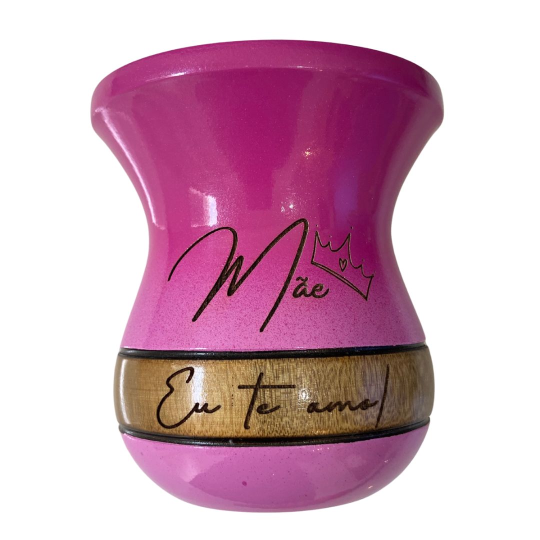 CUIA DE MADEIRA ROSA PERSONALIZADA  - MÃE RAINHA