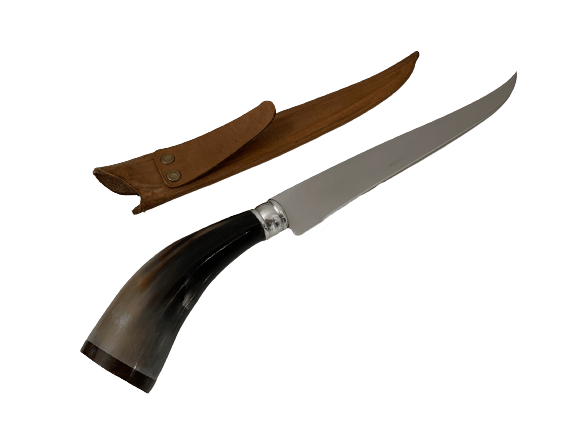 FACA INOX ARTESANAL PERSONALIZADA PARA CHURRASCO CABO DE CHIFRE