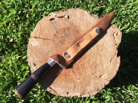 FACA ARTESANAL PARA BRINDE INOX 10  POLEGADAS CABO DE CHIFRE