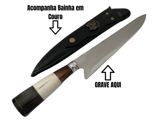 FACA ARTESANAL PARA CHURRASCO 10 POLEGADAS CHIFRE E OSSO