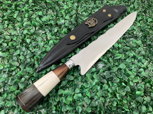 FACA ARTESANAL PARA CHURRASCO 10 POLEGADAS CHIFRE E OSSO