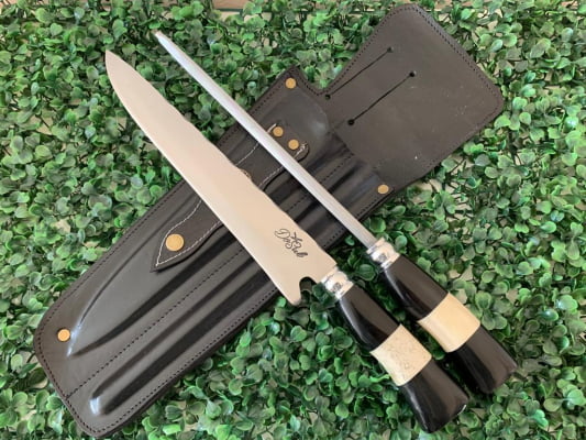 CONJUNTO FACA E CHAIRA INOX