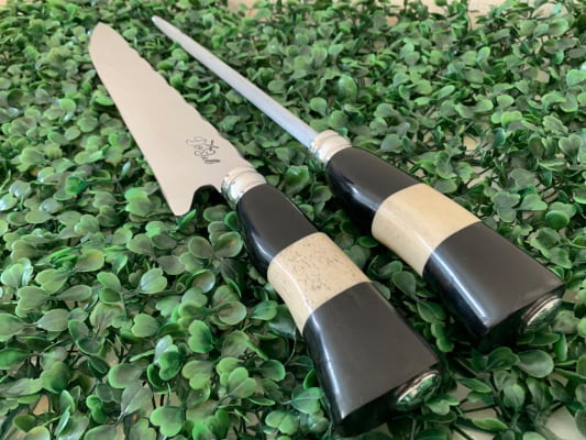 CONJUNTO FACA E CHAIRA INOX