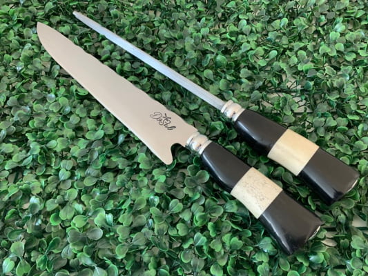 CONJUNTO FACA E CHAIRA INOX