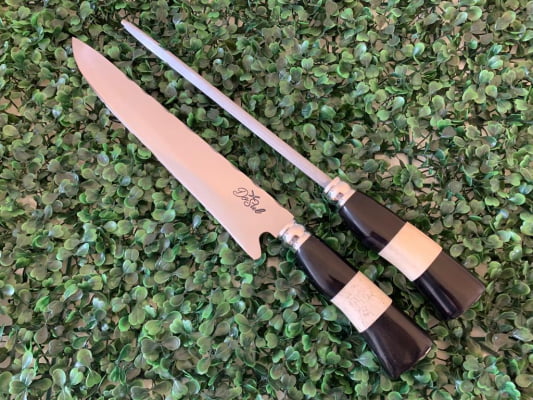 CONJUNTO FACA E CHAIRA INOX