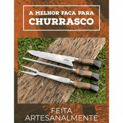 KIT CHURRASCO FACA, CHAIRA E GARFO