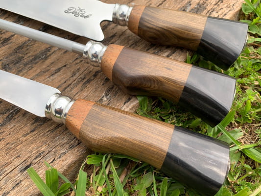 KIT CHURRASCO FACA, CHAIRA E GARFO