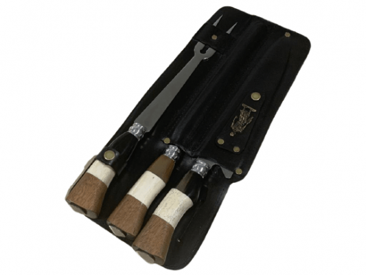 KIT CHURRASCO FACA, CHAIRA E GARFO
