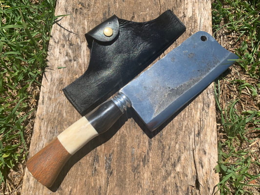 CUTELO ARTESANAL PARA COZINHA CABO DE OSSO, MADEIRA E CHIFRE