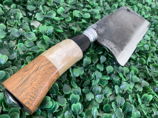 CUTELO ARTESANAL PARA COZINHA CABO DE OSSO, MADEIRA E CHIFRE