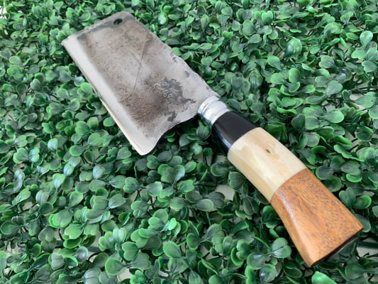 CUTELO ARTESANAL PARA COZINHA CABO DE OSSO, MADEIRA E CHIFRE