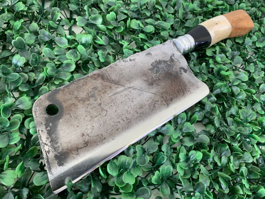 CUTELO ARTESANAL PARA COZINHA CABO DE OSSO, MADEIRA E CHIFRE