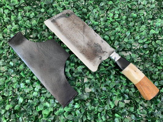 CUTELO ARTESANAL PARA COZINHA CABO DE OSSO, MADEIRA E CHIFRE