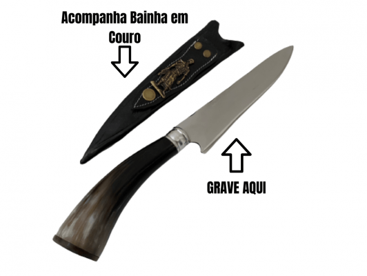 FACA ARTESANAL 07 POLEGADAS CABO DE CHIFRE