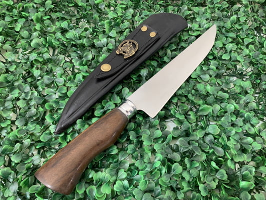 FACA ARTESANAL PARA COZINHA 08 POLEGADAS CABO DE MADEIRA