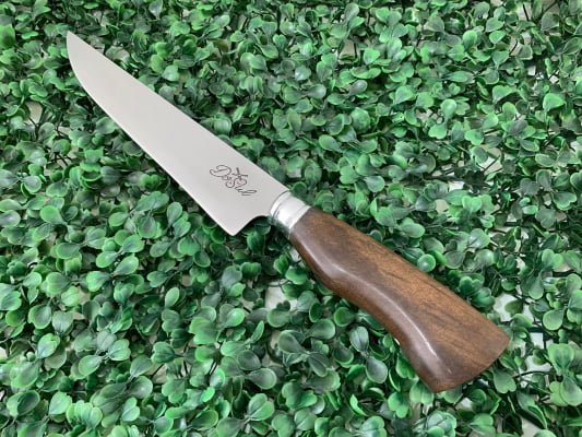 FACA ARTESANAL PARA COZINHA 08 POLEGADAS CABO DE MADEIRA