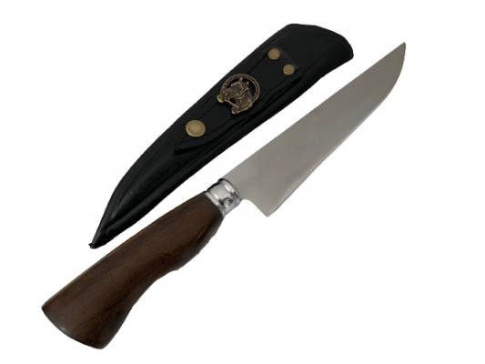 FACA ARTESANAL PARA COZINHA 08 POLEGADAS CABO DE MADEIRA