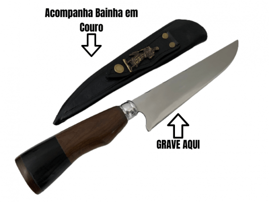 FACA ARTESANAL 08 POLEGADAS CABO DE MADEIRA E CHIFRE