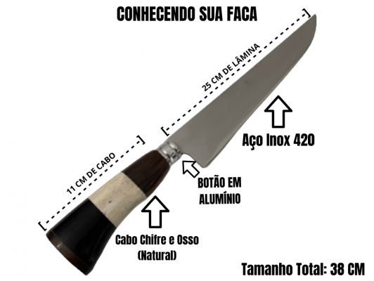 FACA ARTESANAL CAMPEIRA 10 POLEGADAS