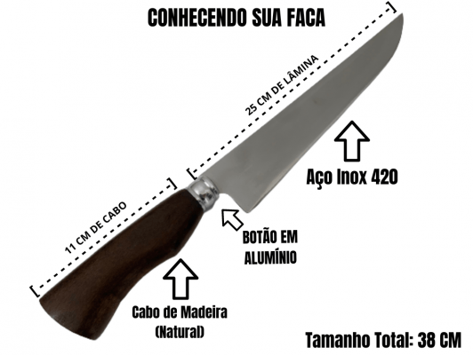 FACA ARTESANAL CAMPEIRA 10 POLEGADAS DE  MADEIRA