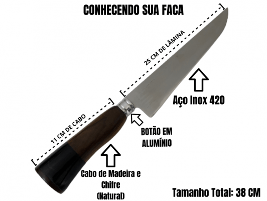 FACA ARTESANAL PARA COZINHA 10 POLEGADAS 