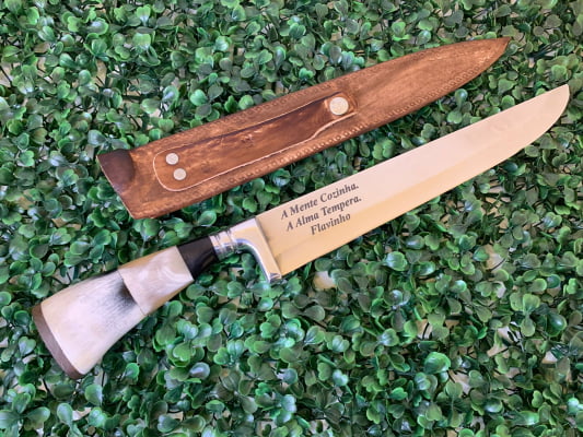 Faca Personalizada Para Churrasco 12 Polegadas Cabo de Chifre