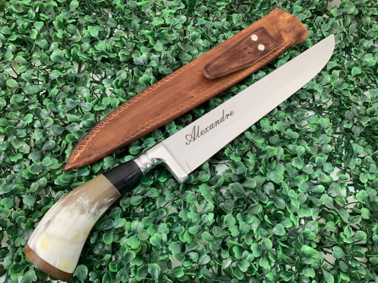 Faca Personalizada Para Churrasco 12 Polegadas Cabo de Chifre
