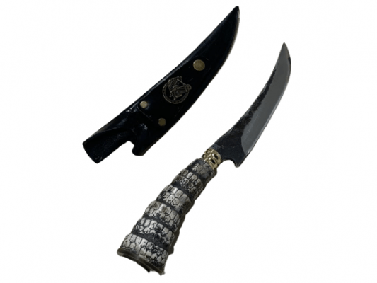 FACA ARTESANAL CURVADA DE DISCO 7 POLEGADAS CABO DE RABO DE TATU (sintético)