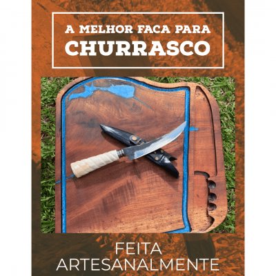 FACA ARTESANAL CURVADA PERSONALIZADA PARA CHURRASCO CABO DE OSSO
