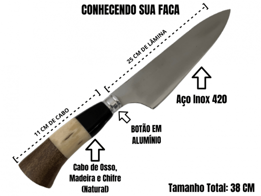 FACA ARTESANAL DO CHEF PARA COZINHA