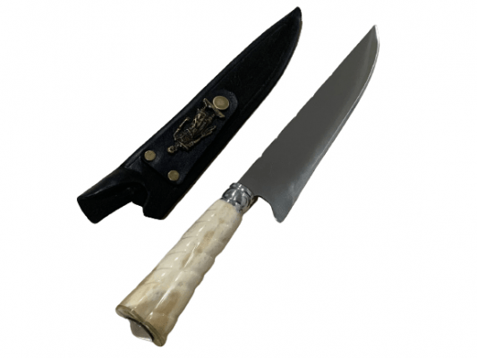 FACA ARTESANAL PERSONALIZADA PARA CHURRASCO CABO DE OSSO TORNEADO