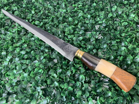 FACA JAVALIZEIRA ARTESANAL 12 POLEGADAS CABO DE OSSO, MADEIRA E CHIFRE