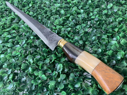 FACA JAVALIZEIRA ARTESANAL 12 POLEGADAS CABO DE OSSO, MADEIRA E CHIFRE