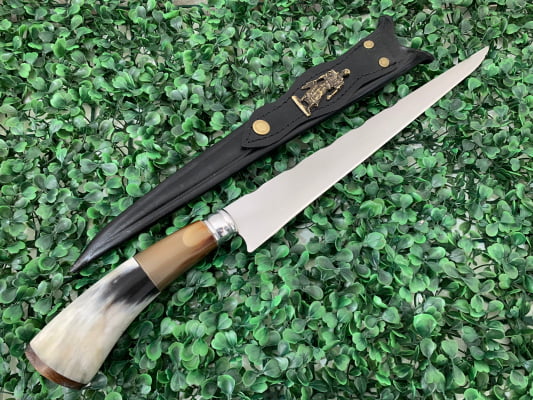 FACA JAVALIZEIRA ARTESANAL 12 POLEGADAS CABO DE CHIFRE