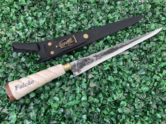 Faca Javalizeira 12 Polegadas Cabo De Osso Torneado