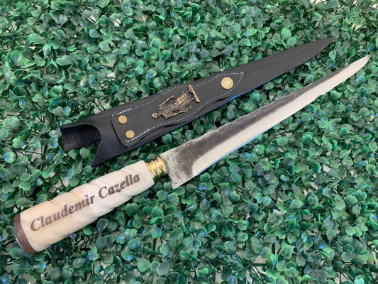 Faca Javalizeira 12 Polegadas Cabo De Osso Torneado