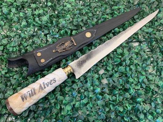 Faca Javalizeira 12 Polegadas Cabo De Osso Torneado