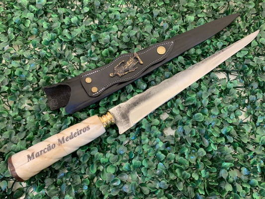 Faca Javalizeira 12 Polegadas Cabo De Osso Torneado