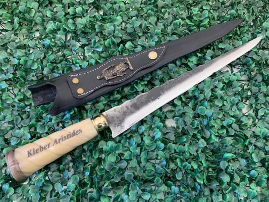 Faca Javalizeira 12 Polegadas Cabo De Osso Torneado