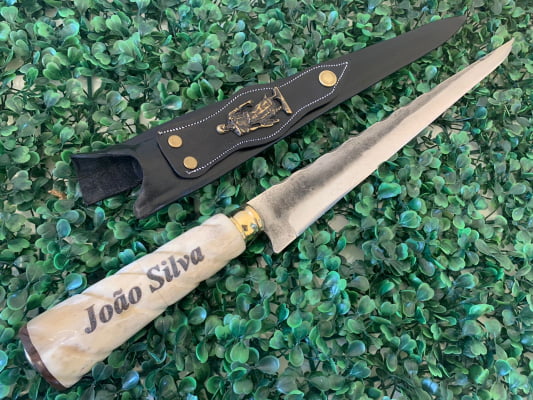 Faca Javalizeira 12 Polegadas Cabo De Osso Torneado