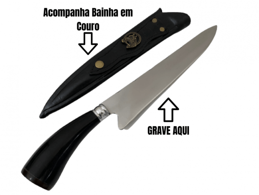 FACA ARTESANAL PARA CHURRASCO 10 POLEGADAS CABO DE CHIFRE