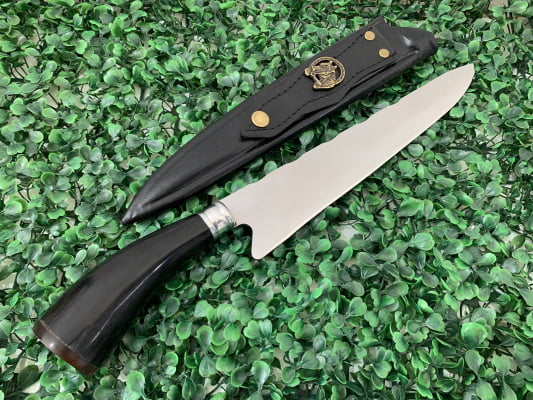 FACA ARTESANAL PARA CHURRASCO 10 POLEGADAS CABO DE CHIFRE