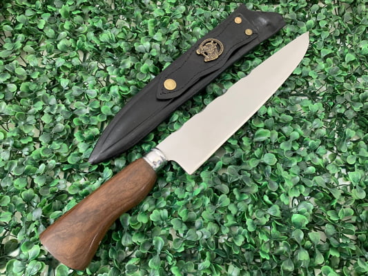 FACA ARTESANAL PARA CHURRASCO 10 POLEGADAS CABO DE MADEIRA