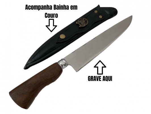 FACA ARTESANAL PARA CHURRASCO 10 POLEGADAS CABO DE MADEIRA